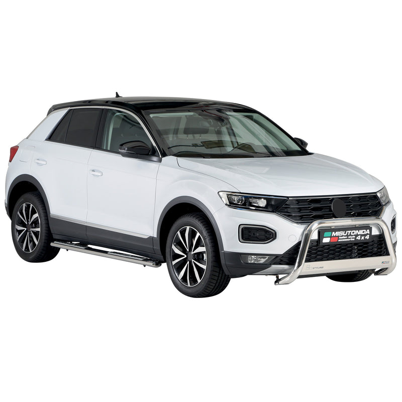 Pare-buffle Avant pour VW T-Roc 2017-2025 63mm en Acier Inoxydable Argent