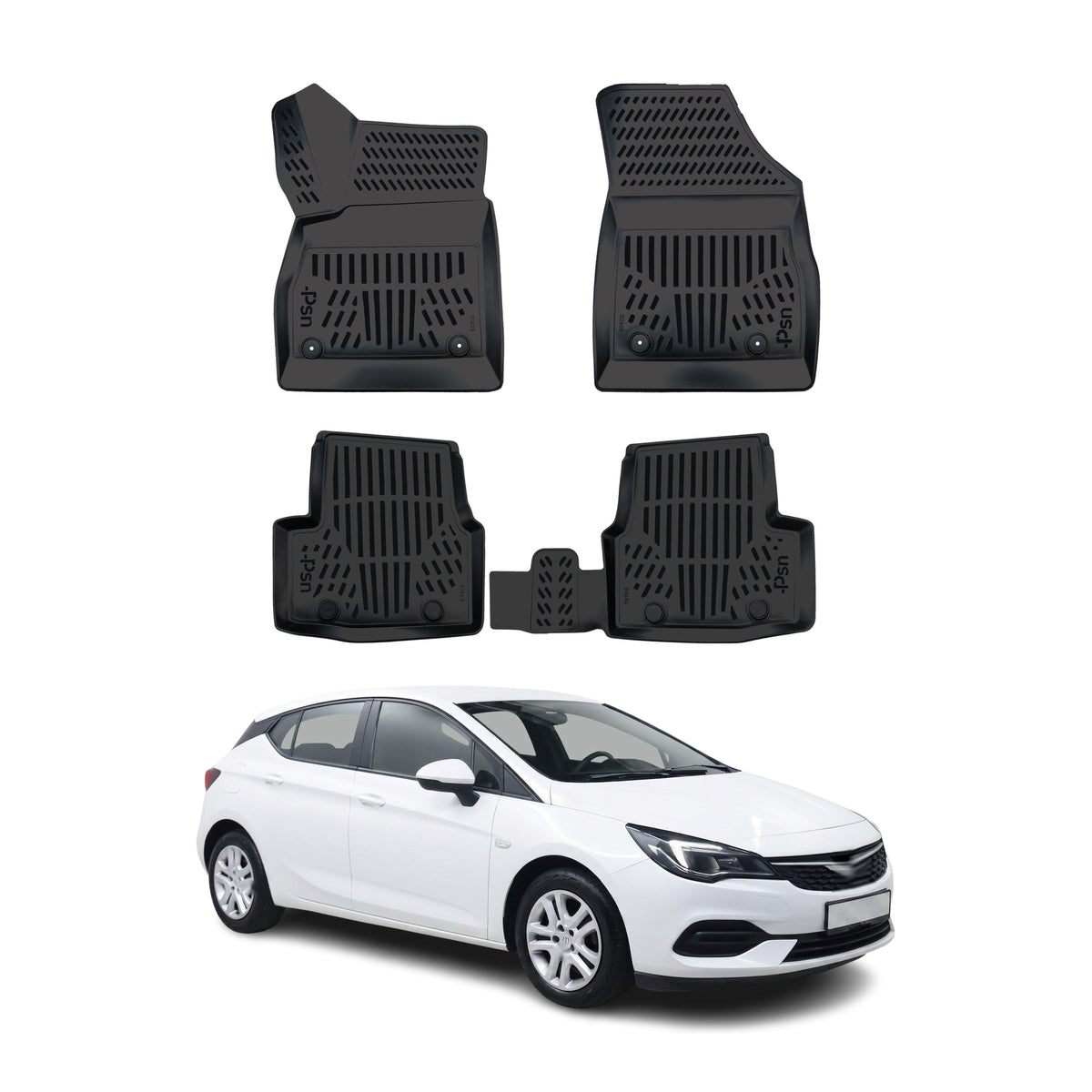 Tapis de sol pour Opel Astra K 2015-2021 Noir 3D en Caoutchouc TPE 4Pcs