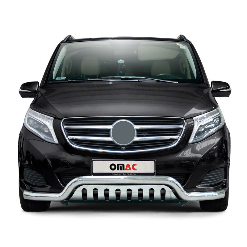 Pare-Buffle Avant Pour Mercedes Classe V 2014-2024 Acier Inoxy Argent