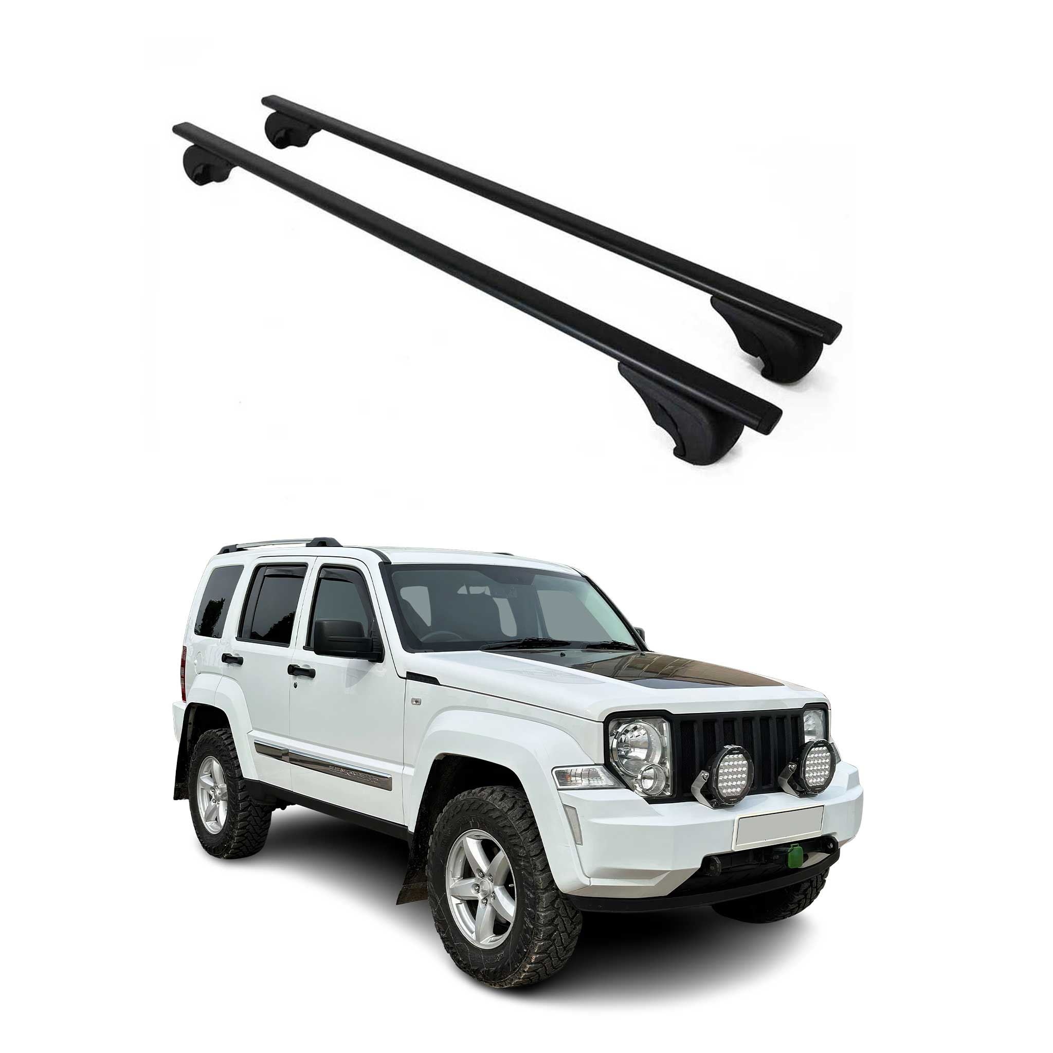 Barres de toit Transversales pour Jeep Cherokee 2008-2013 Fer Noir