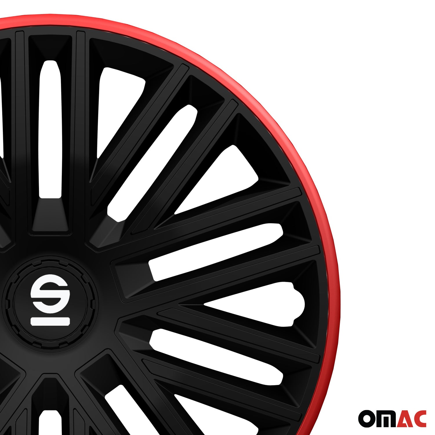 SPARCO Jeu Enjoliveurs de Roues 16 Pouces Rouge & Noir 4Pcs