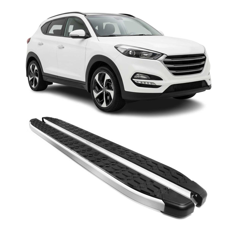 Marchepieds Latéraux pour Hyundai Tucson 2015-2020 Gris Noir Aluminium 2Pcs