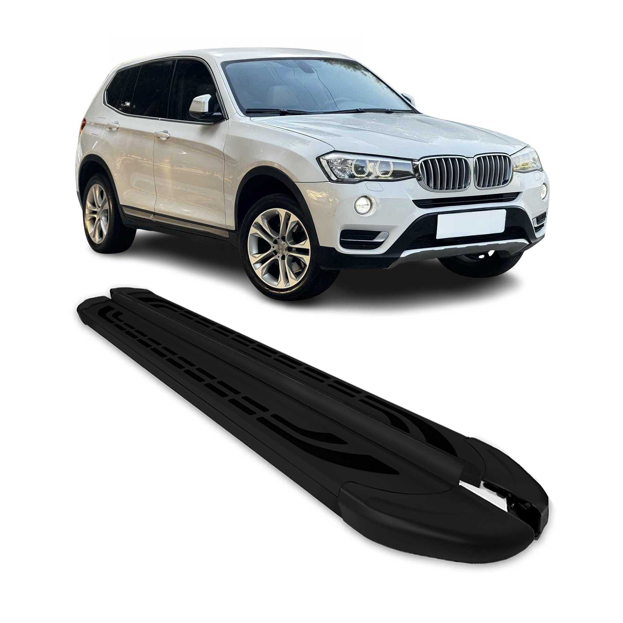Marchepieds latéraux pédale pour BMW X3 F25 2010-2017 Aluminium Noir 2Pcs