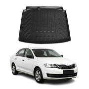 Tapis de Coffre pour Skoda Rapid Berline 2012-2019 en TPE Noir