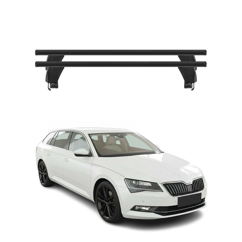 Menabo Barres de toit Transversales pour Skoda Superb Wagon 2015-2019 Alu Noir