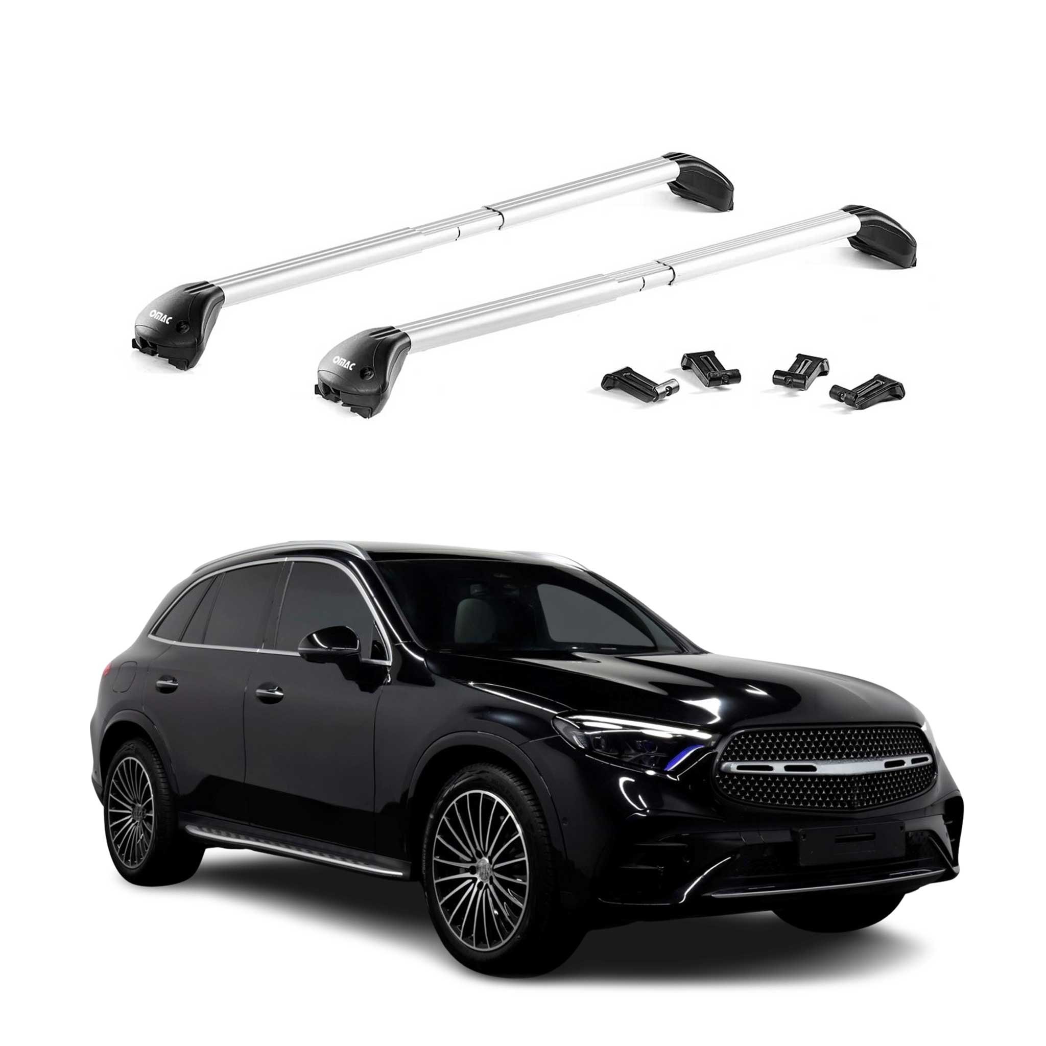Barres de toit transversales pour Mercedes GLC X254 2022-2026 Alu Gris 2x ABE