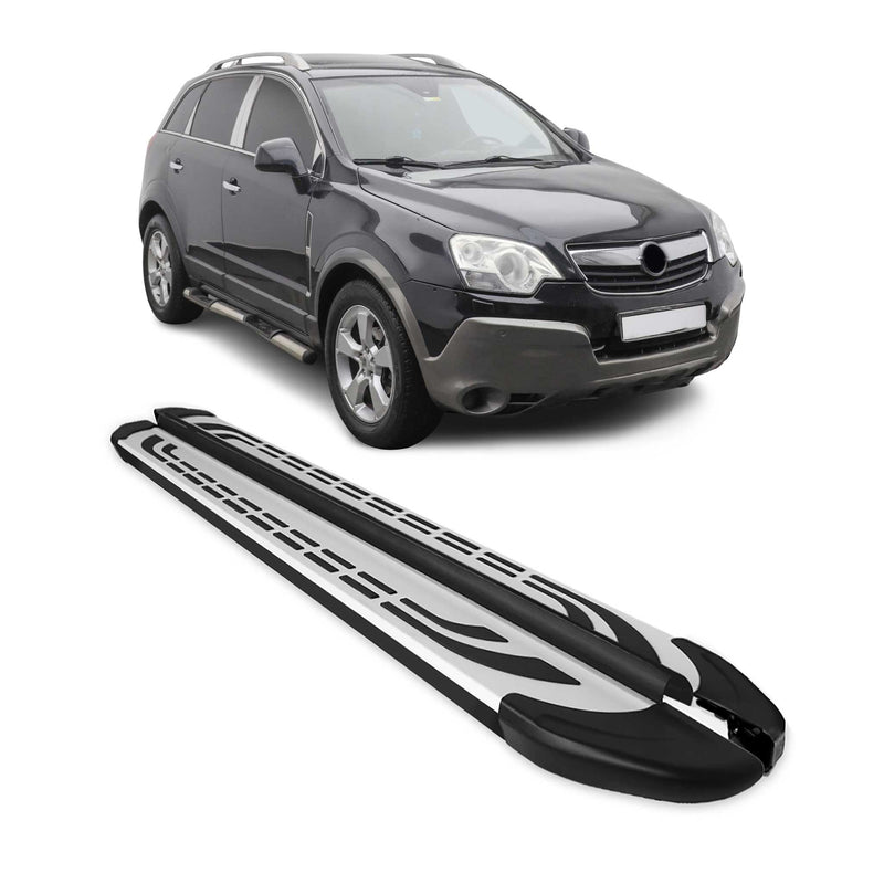 Marchepieds Latéraux pédale pour Opel Antara 2006-2015 Aluminium Gris Noir 2x