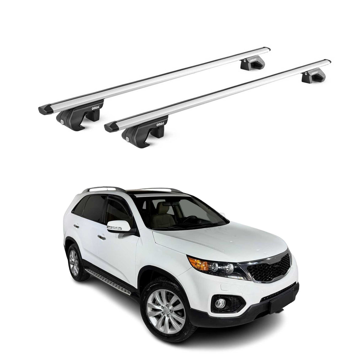 Barres de toit transversales ABE pour Kia Sorento XM 2009-2014 5 P Alu Gris 2x