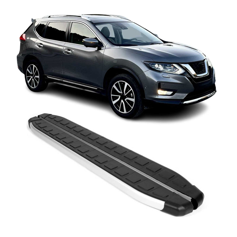 Marchepieds Latéraux pour Nissan X-Trail T32 2014-2024 Alu Noir Gris 2Pcs