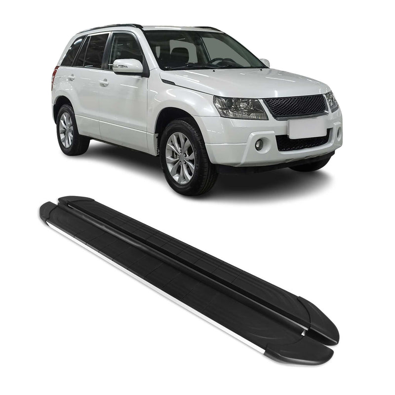 Marchepieds Latéraux pour Suzuki Grand Vitara 2006-2015 Alu Argent Noir 3Porte