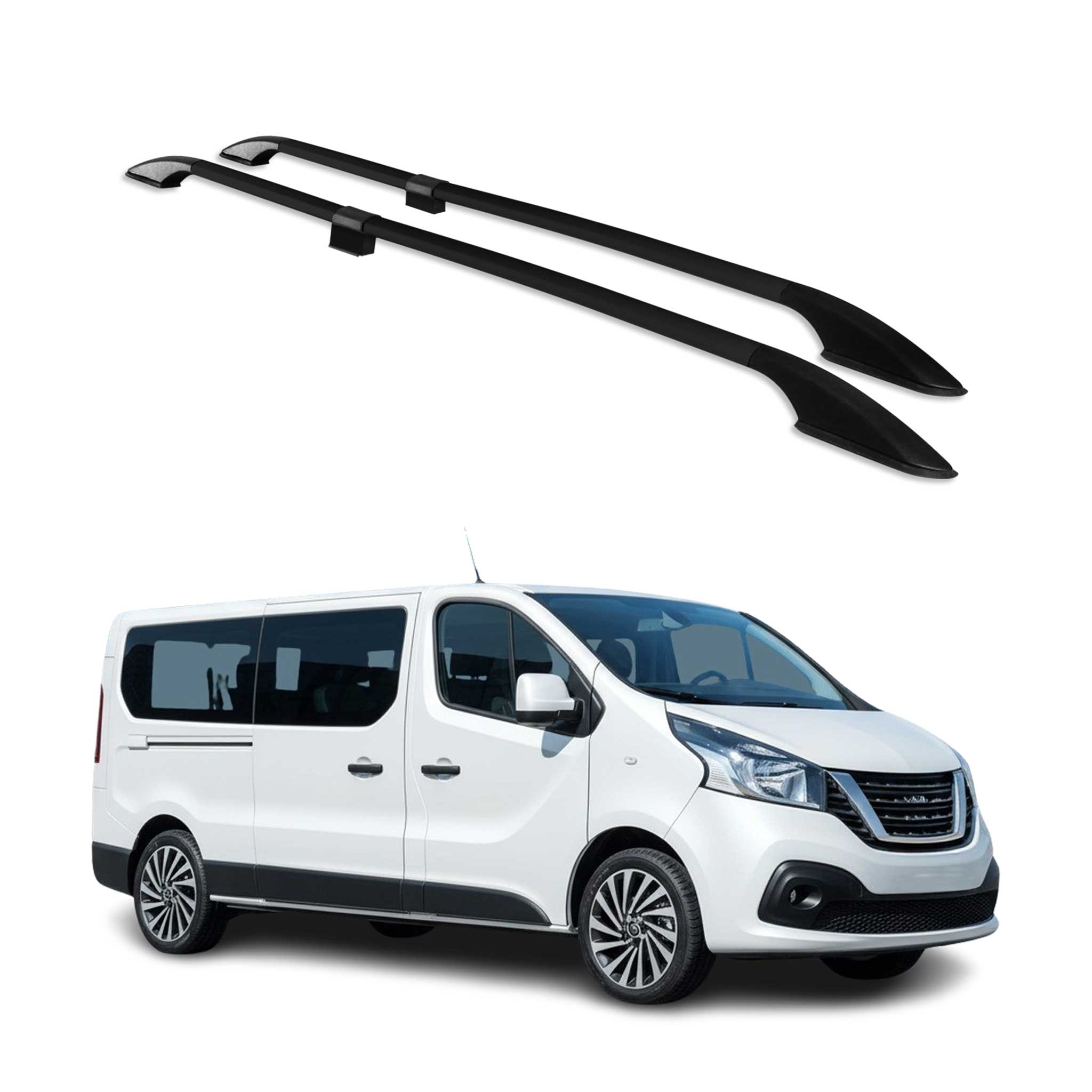 Barres de toit longitudinales pour Nissan NV300 2016-2021 L2 LWB L2 Alu Noir