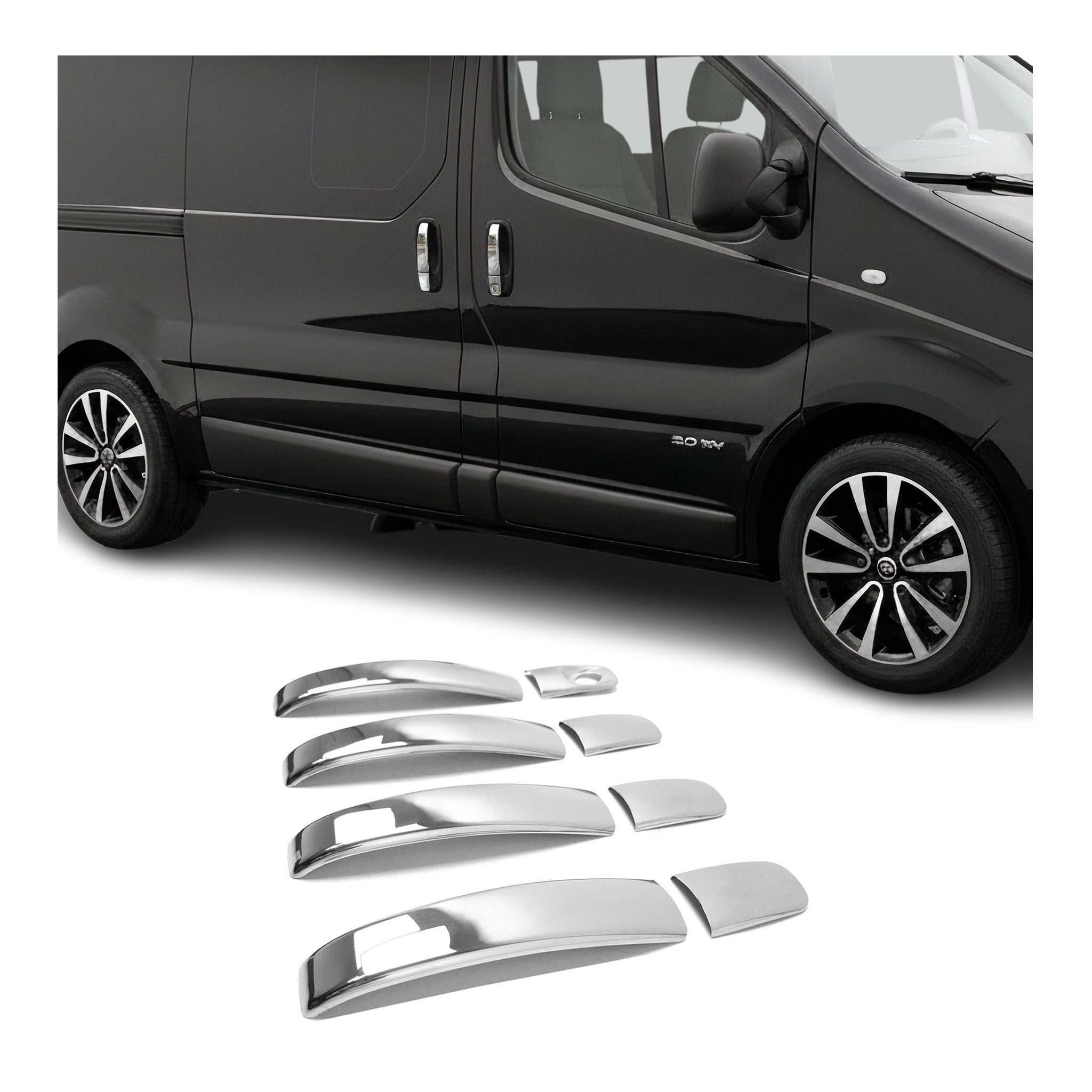 Couverture de poignée de porte pour Renault Trafic 2001-2014 en Acier Inoxy