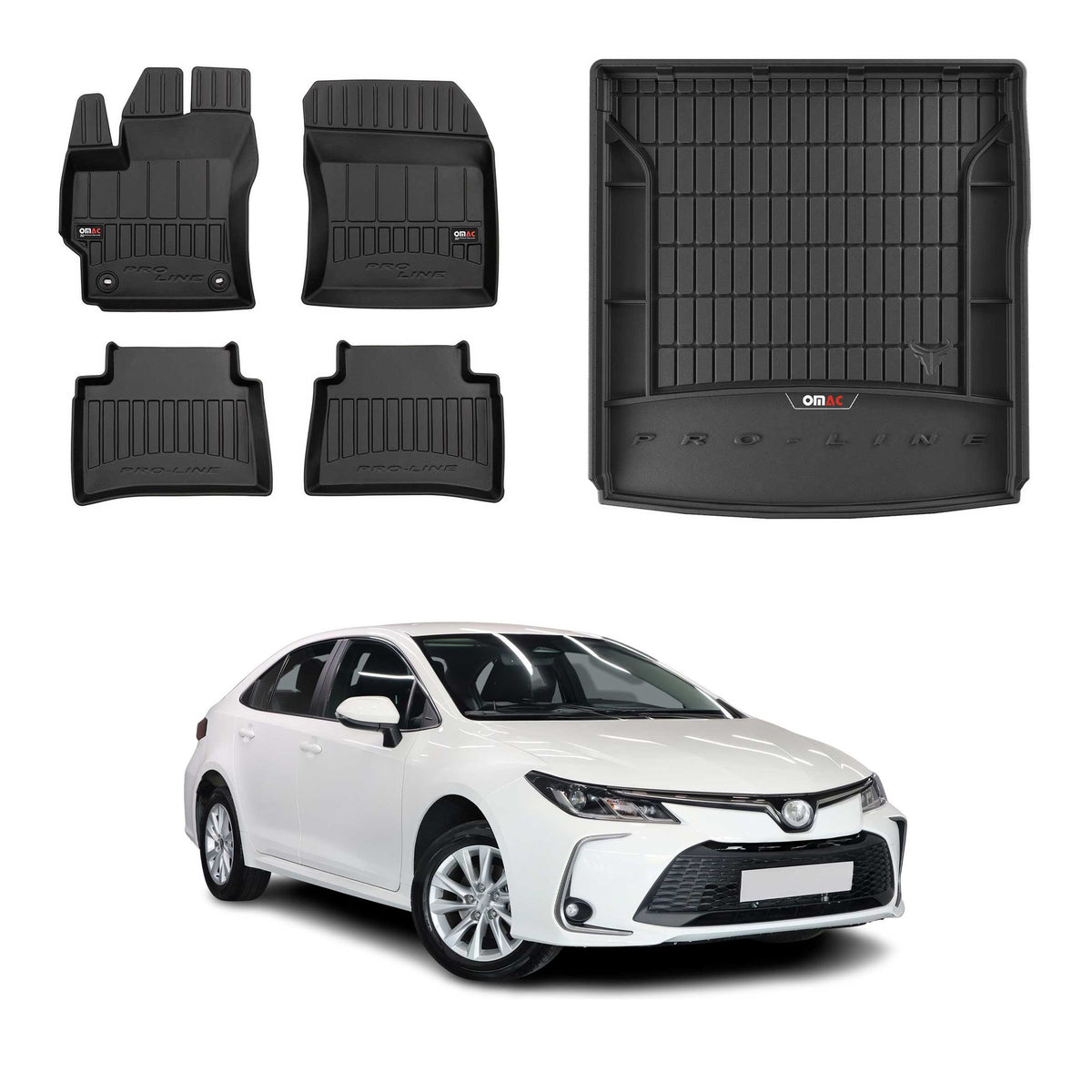 Kit Tapis de Sol et Coffre pour Toyota Corolla Break 2019-26 Supérieur Noir TPE