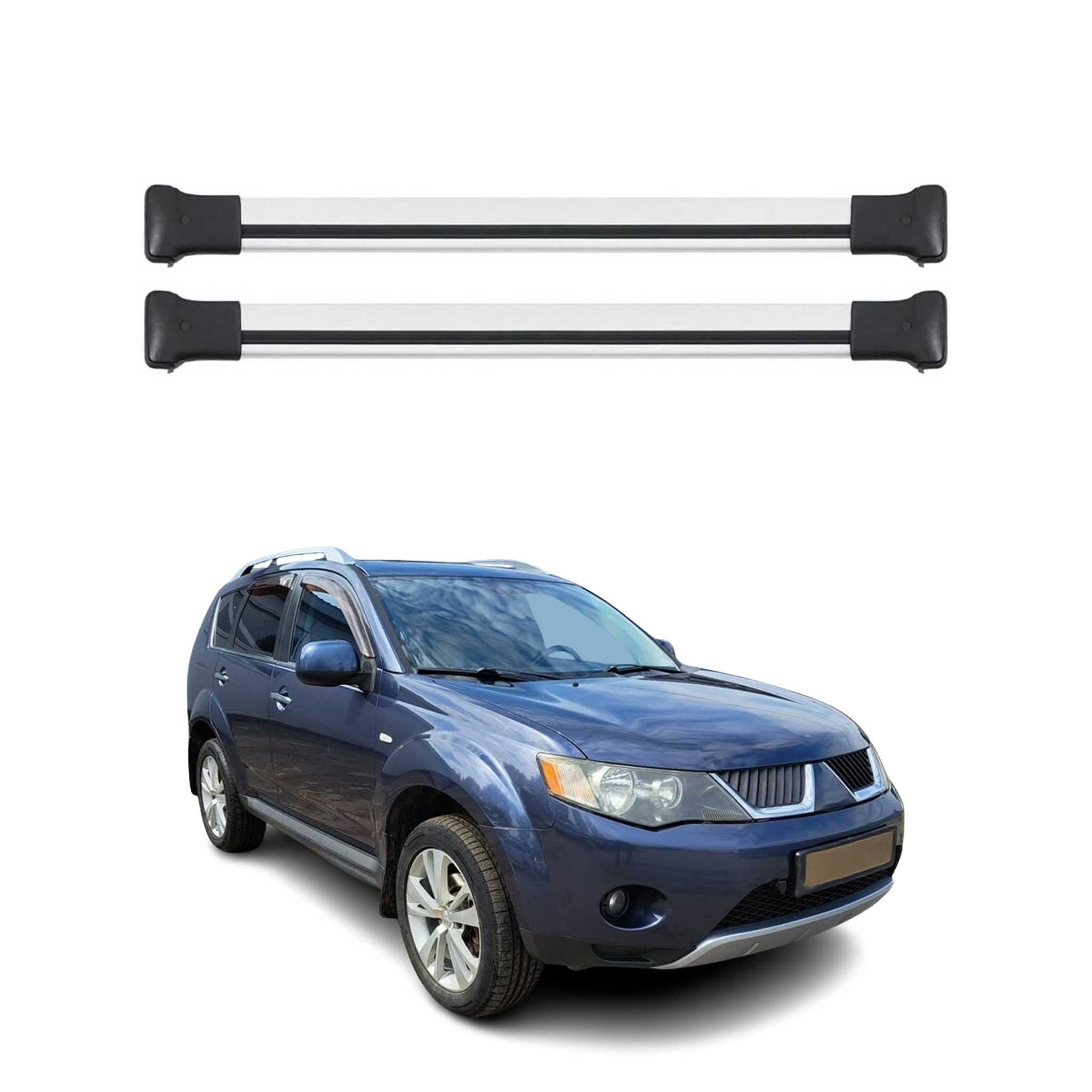 OMAC Barres de toit en aluminium pour Mitsubishi Outlander II 2006-2012 Gris