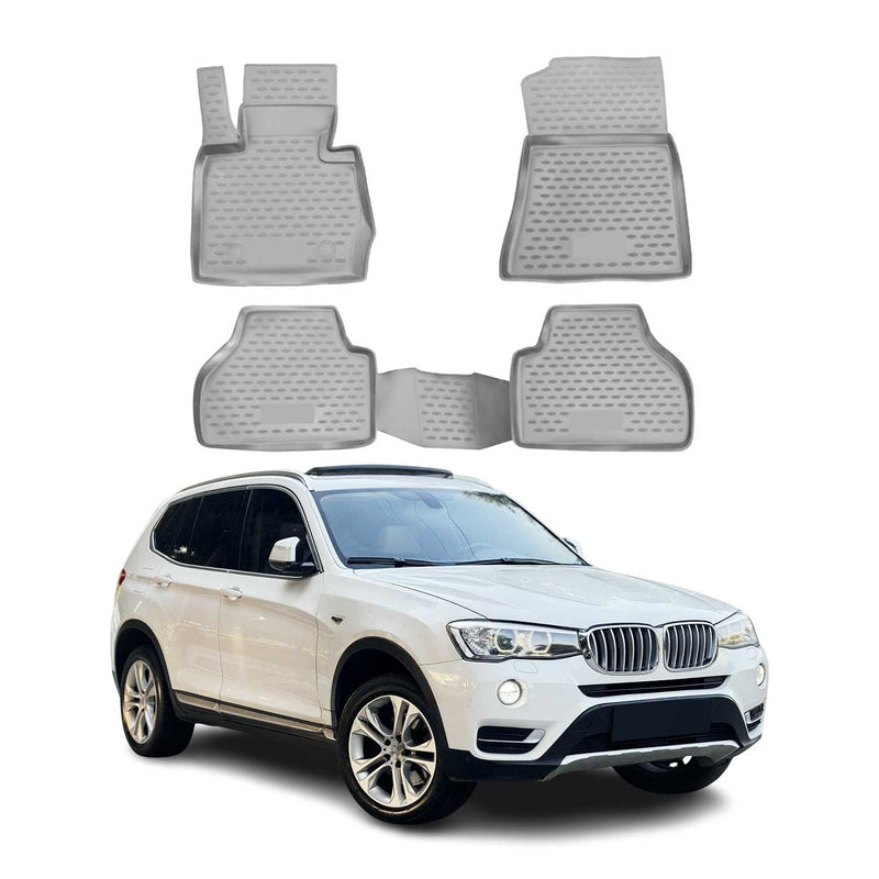 OMAC 3D Tapis de sol pour BMW X3 F25 2010-2017 caoutchouc TPE Gris 4Pcs