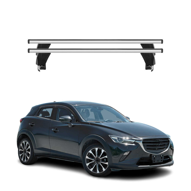 Menabo Barres de toit Transversales pour Mazda CX-3 2015-2025 Alu Gris ABE 2x