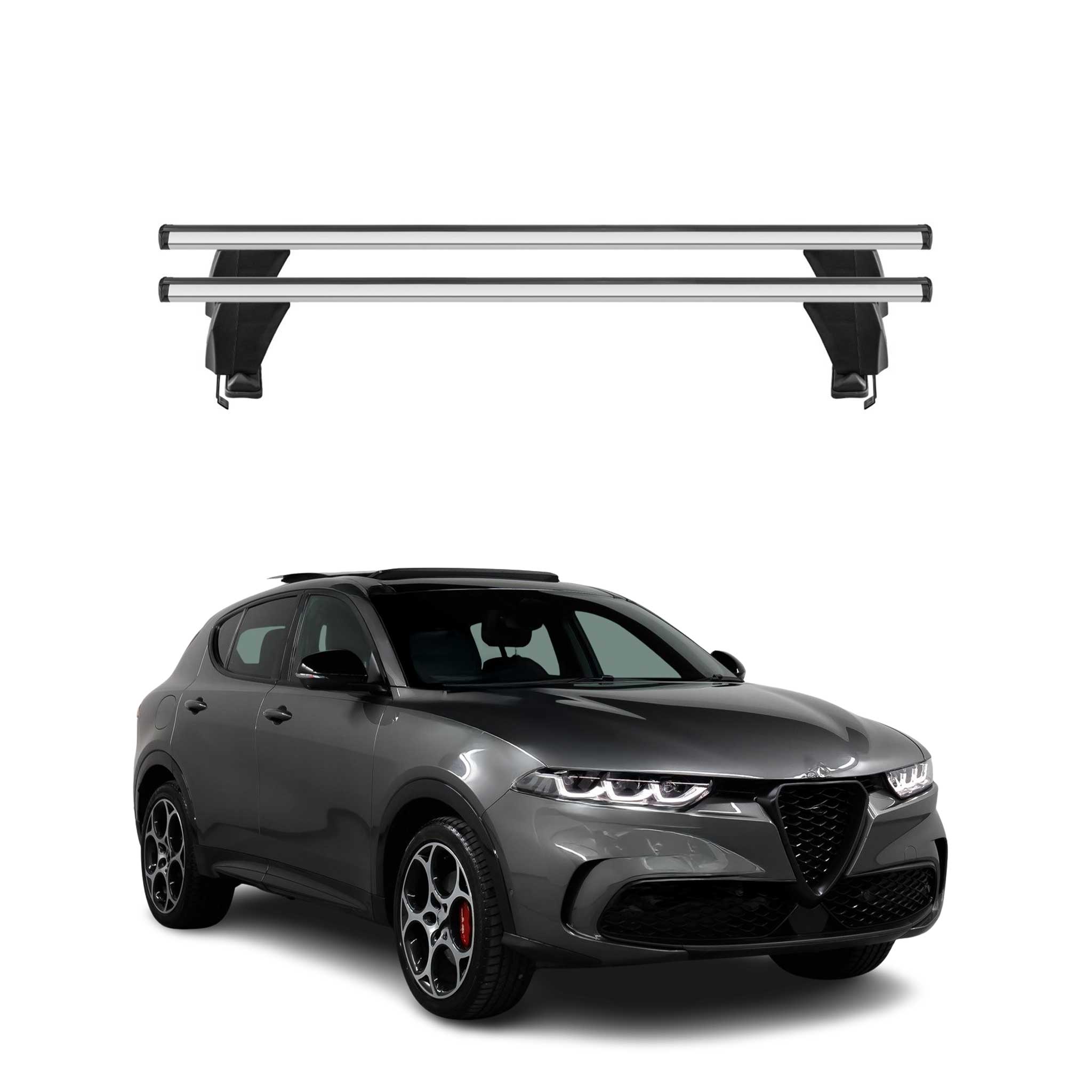 Menabo Barres de toit Transversales pour Alfa Romeo Tonale 2022-2026 Gris 2x