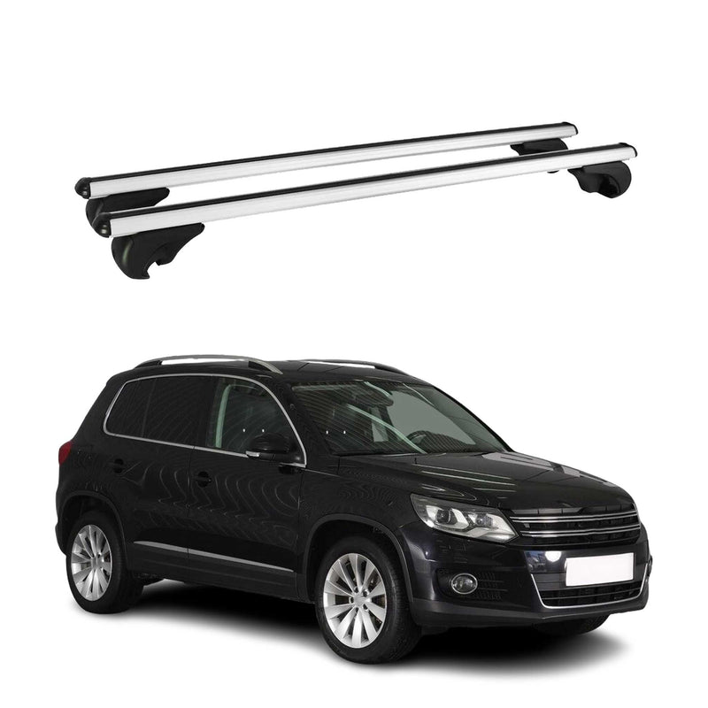 Barres de toit Transversales pour VW Tiguan mk1 2007-2016 Aluminium Argent