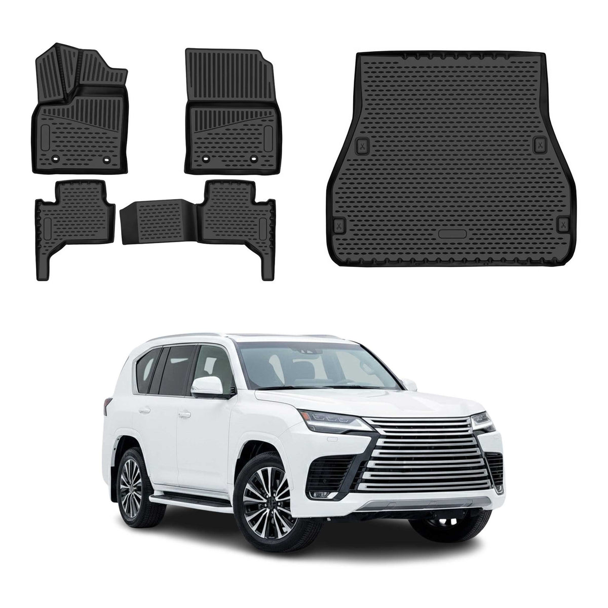 OMAC Kit Tapis de Sol et Coffre pour Lexus LX600 2022-2026 5 Places
