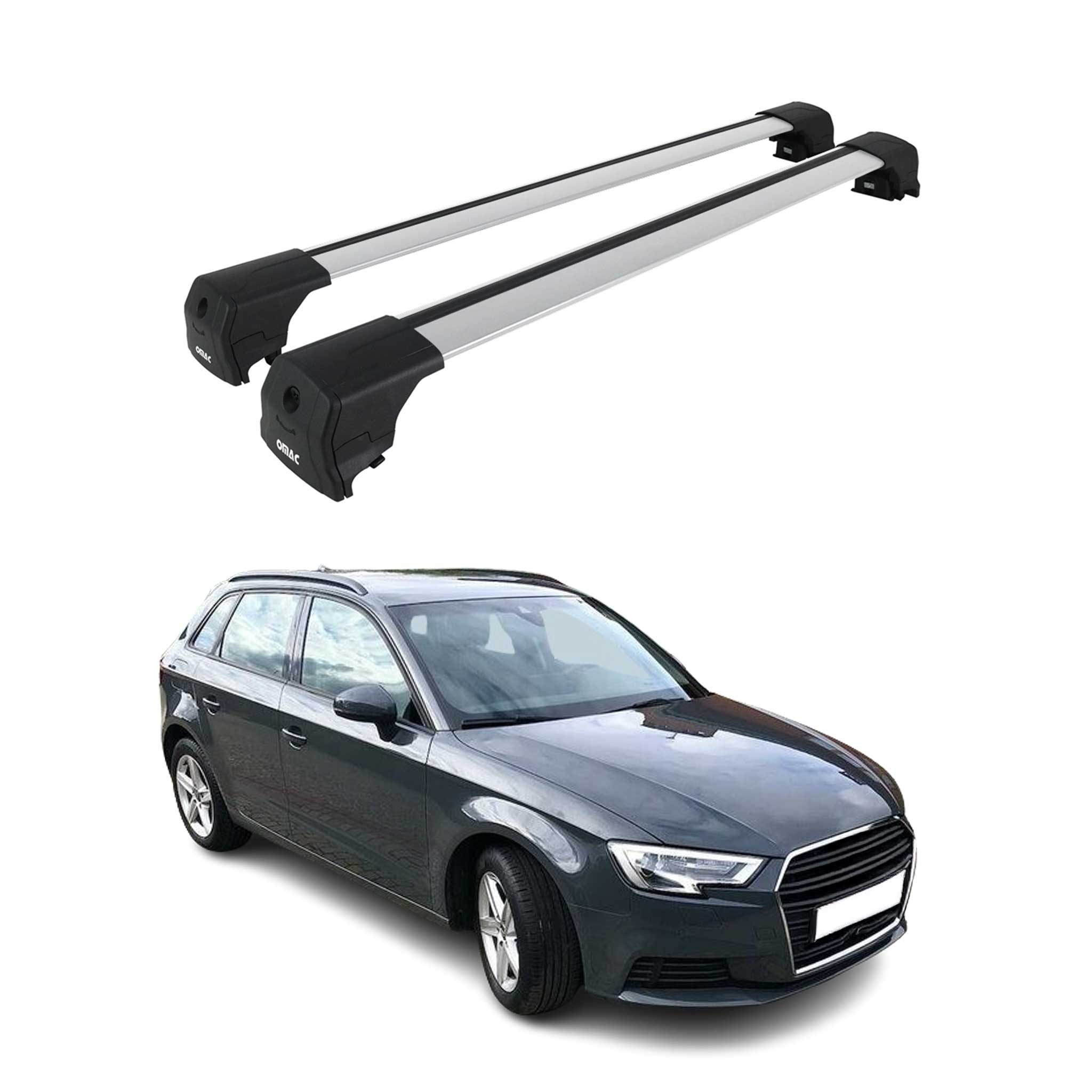 Barres de toit transversales pour Audi A3 8V Sportback 2012-2020 ABE Gris