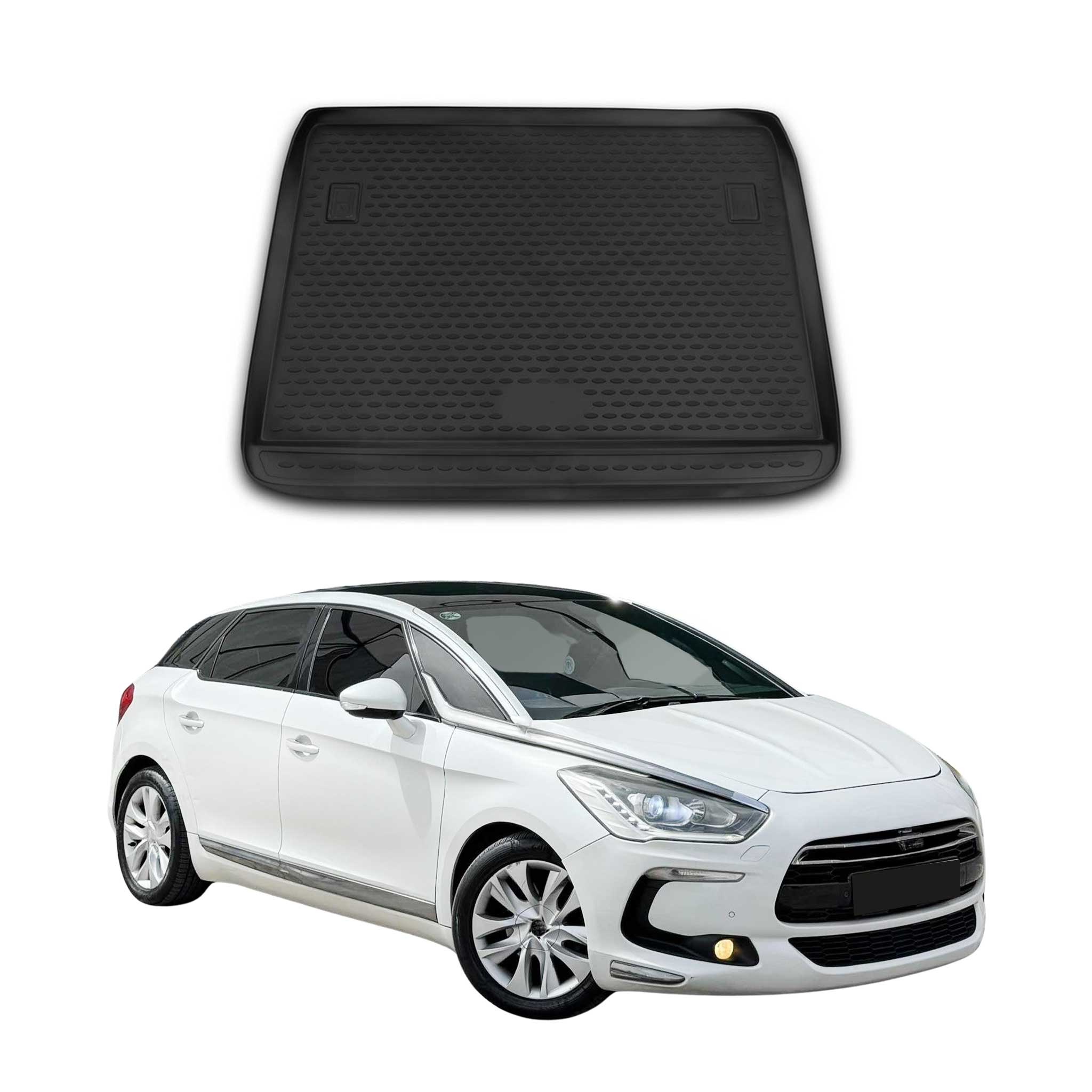 OMAC Tapis de coffre pour Citroen DS5 2011-2018 sur mesure en caoutchouc Noir