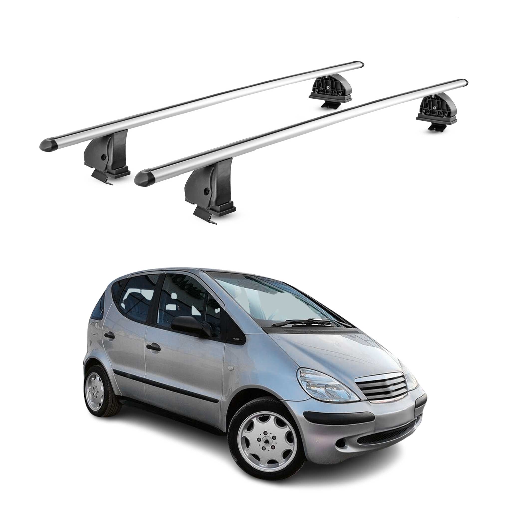 Barres de toit transversales Alu pour Mercedes Classe A W168 1997-2004 Gris 2Pcs