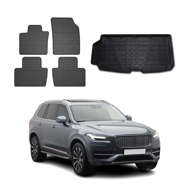 Kit Tapis de sol et coffre pour Volvo XC90 2016-2024 TPE Noir