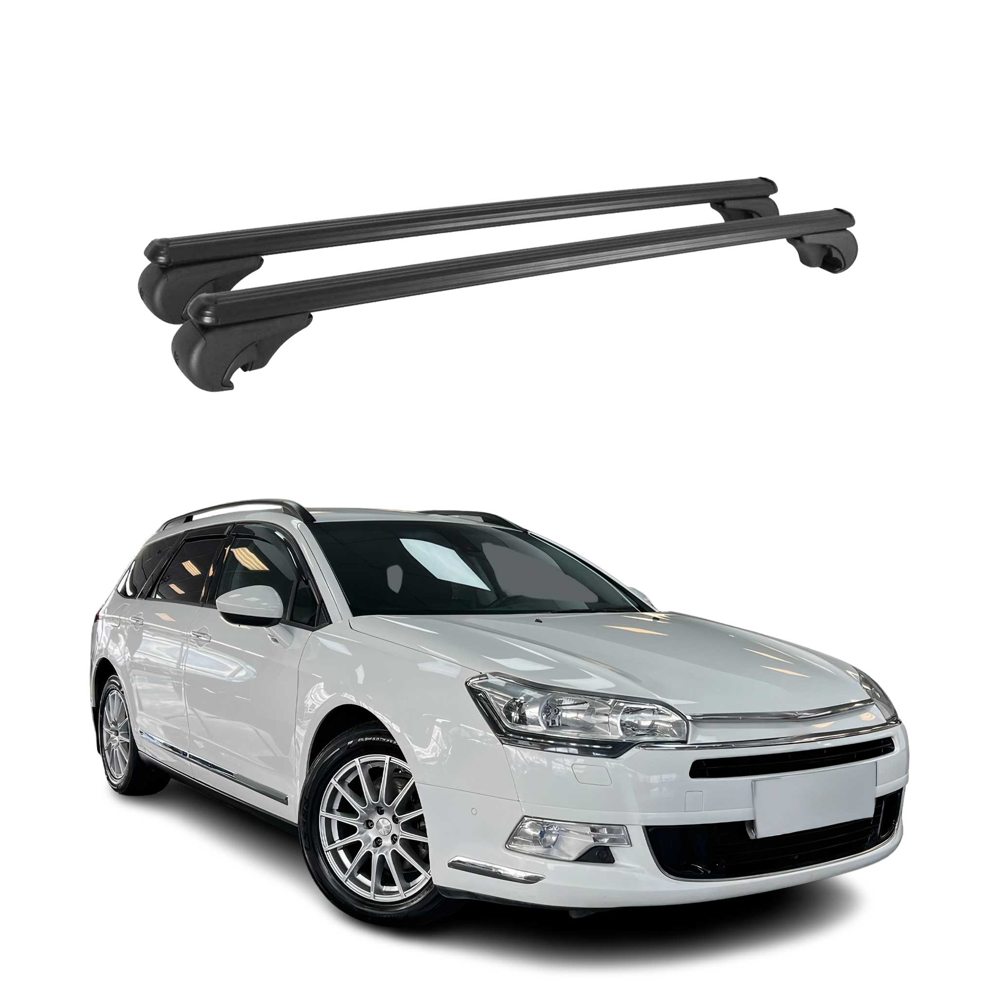 Barres de toit Transversales pour Citroen C5 2008-2017 Break Aluminium Noir