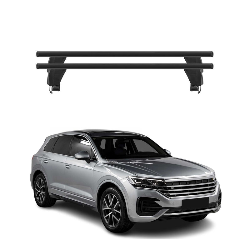 Menabo Barres de toit transversales pour VW Touareg III 2018-2025 Alu Noir 2x