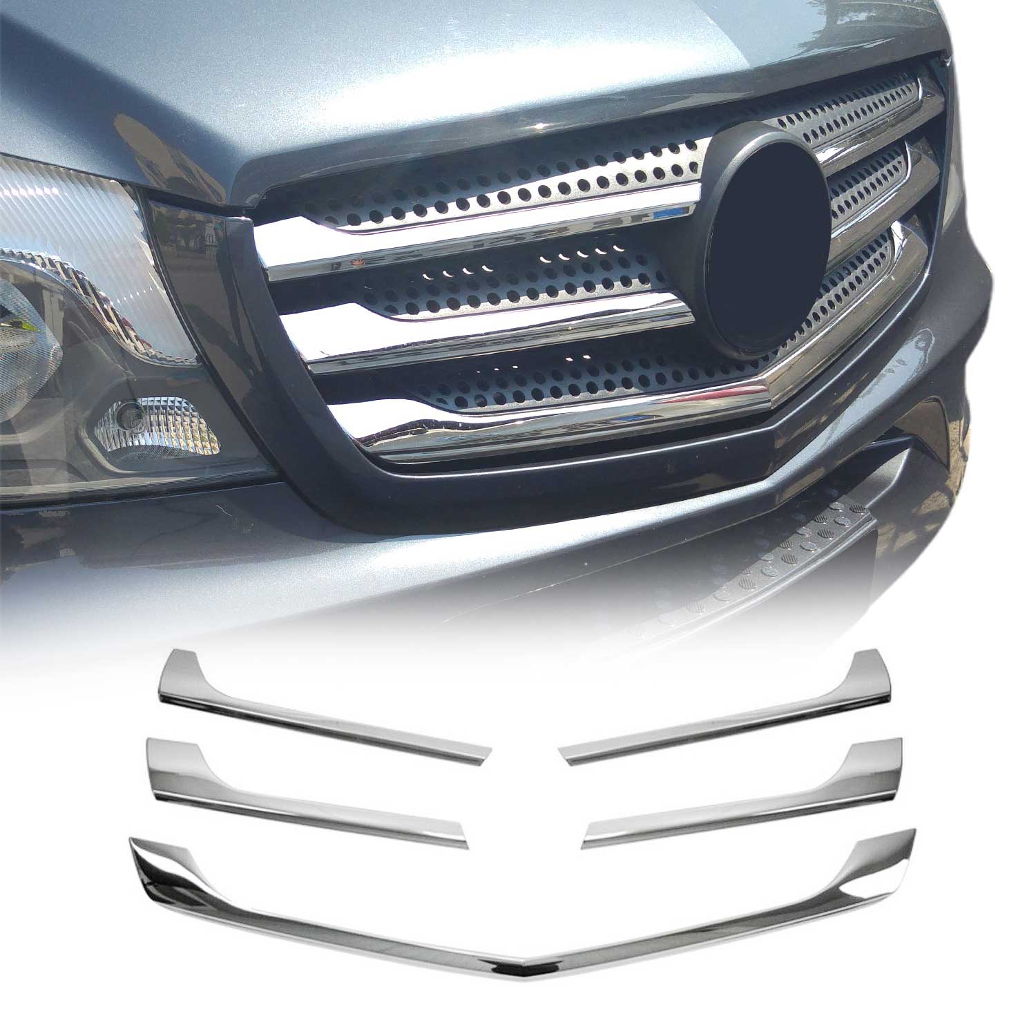 Moulure de Grille de Calandre pour Mercedes Sprinter W906 2013-2018 Acier 5Pcs