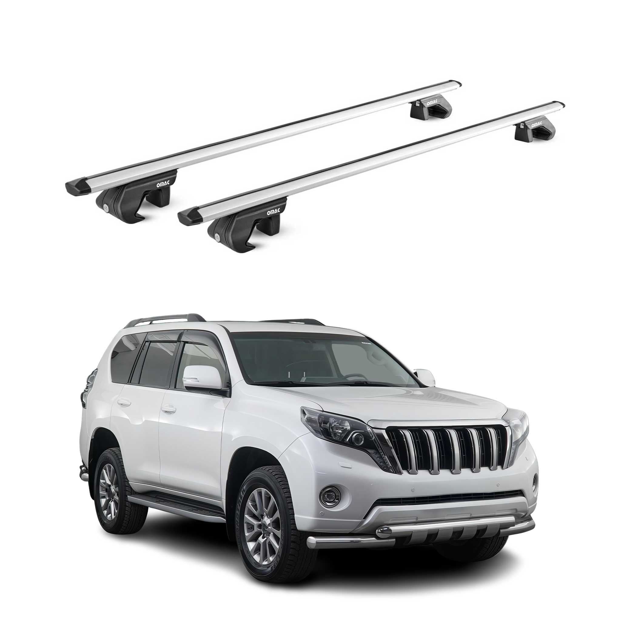 Barres de toit ABE pour Toyota Land Cruiser 150 2009-2021 5 P Alu Gris 2x