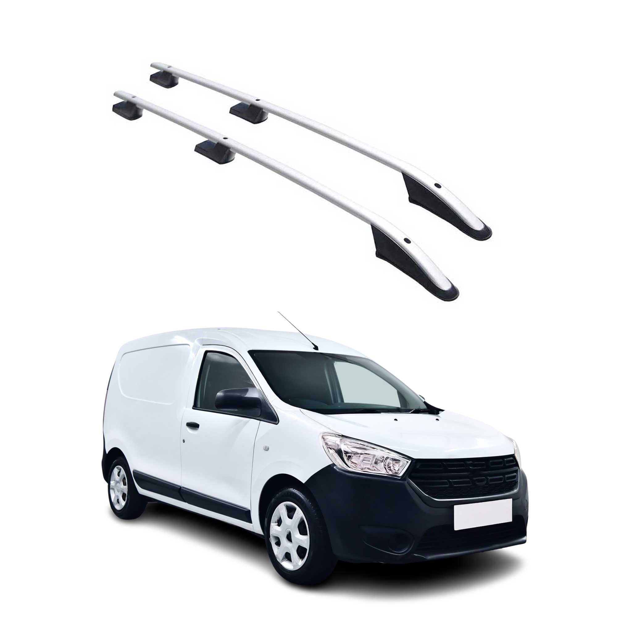 Barres de toit longitudinales pour Dacia Dokker 2012-2021 Aluminium Gris