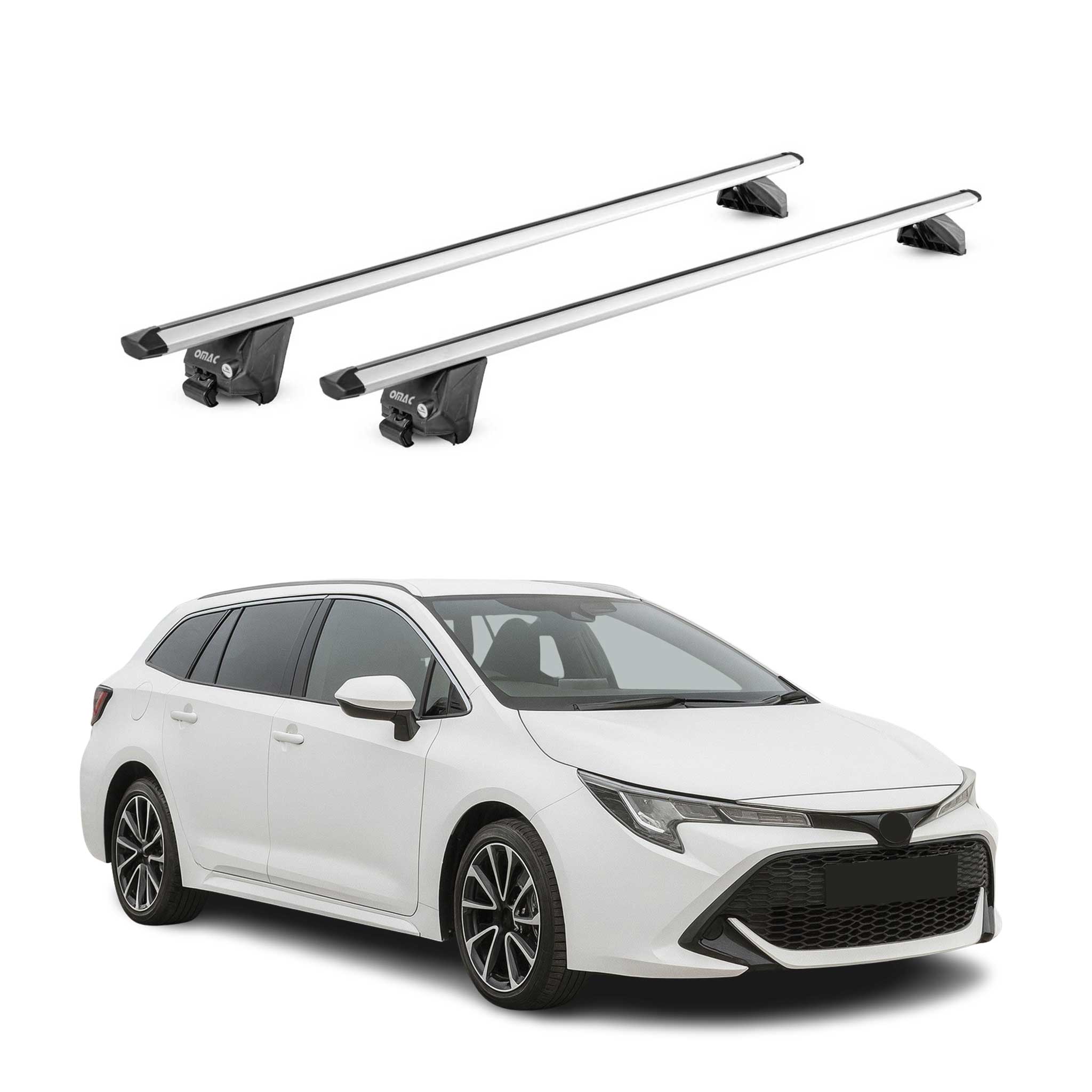 Barres de toit transversales pour Toyota Corolla Break 2019-2026 Alu Gris 2x ABE