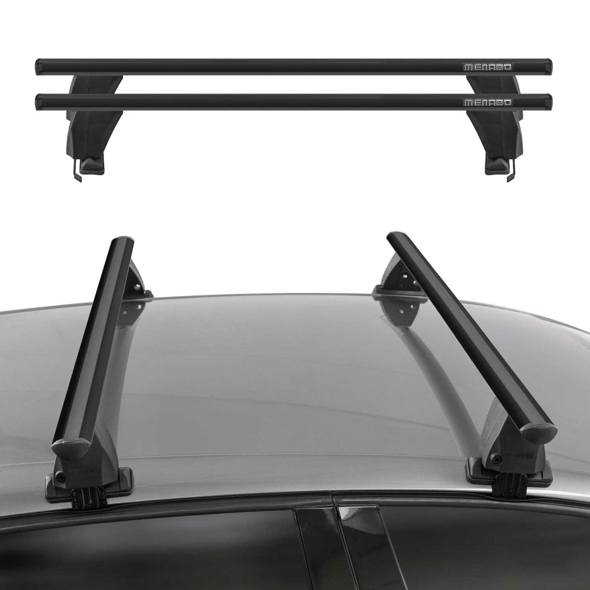 Menabo Barres de toit Transversales pour Ford C-Max II 2010-2019 Noir ABE 2x