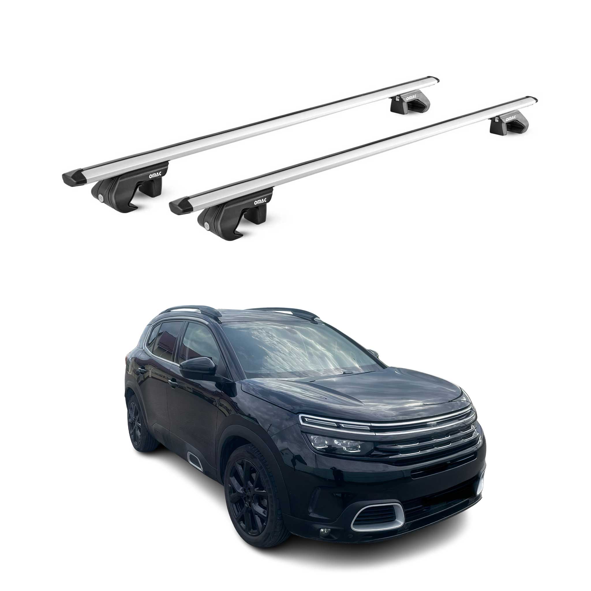 Barres de toit transversales pour Citroen C5 Aircross 2019-2025 Alu Gris 2x ABE