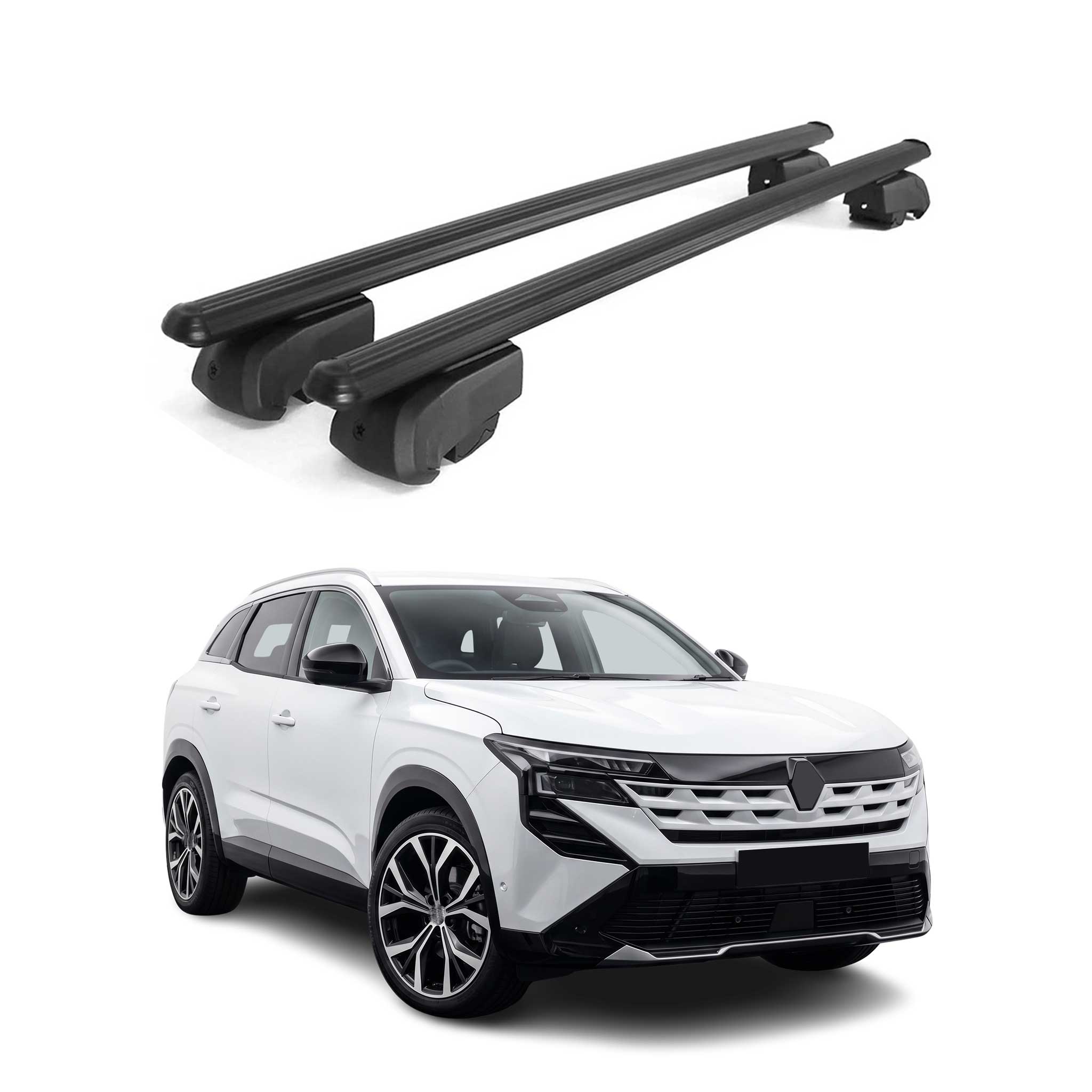 Barres de toit transversales pour Renault Boreal 2025-2026 2Pcs Alu Noir