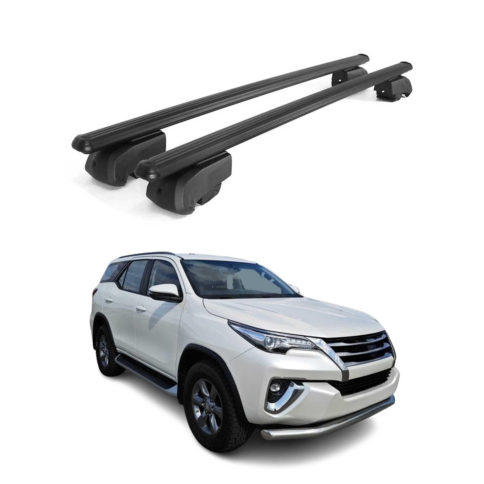 Barres de toit Transversales pour Toyota Fortuner 2015-2026 ABE Alu Noir 2x