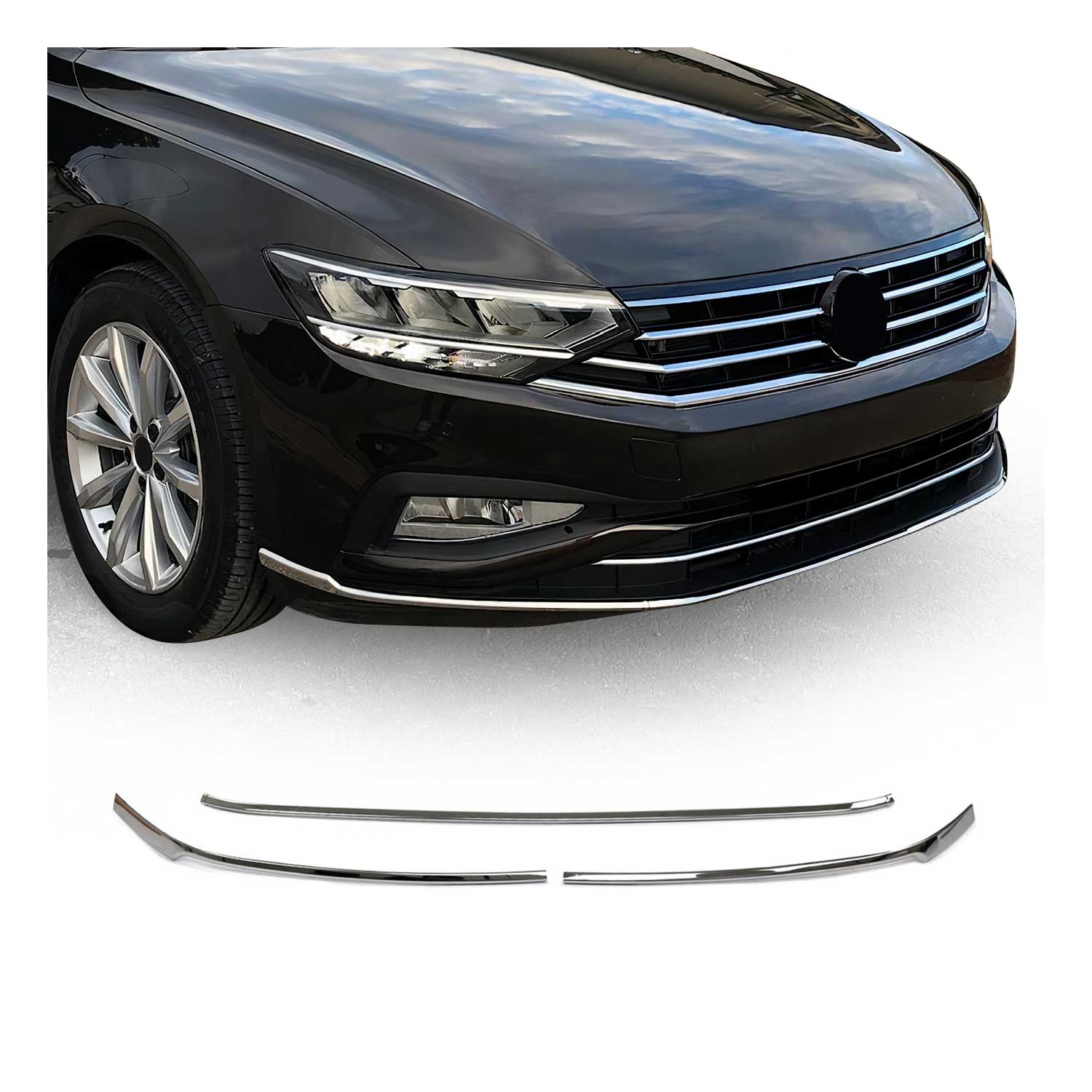 Moulure de Grille de Calandre pour VW Passat B8 2019-2023 inox Chromé 3Pcs