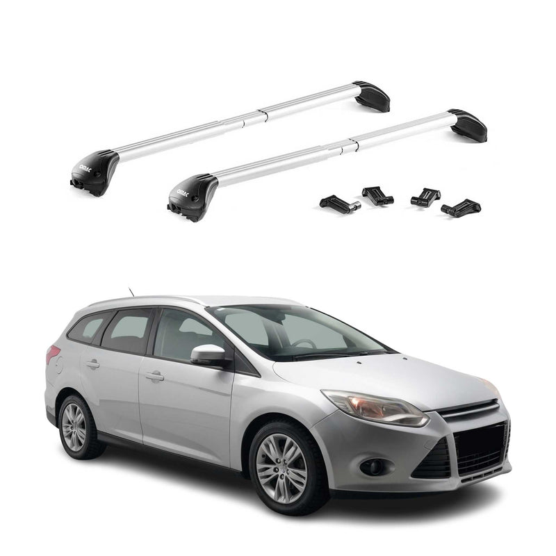 Barres de toit transversales pour Ford Focus III Break 2011-2018 Alu Gris 2x ABE