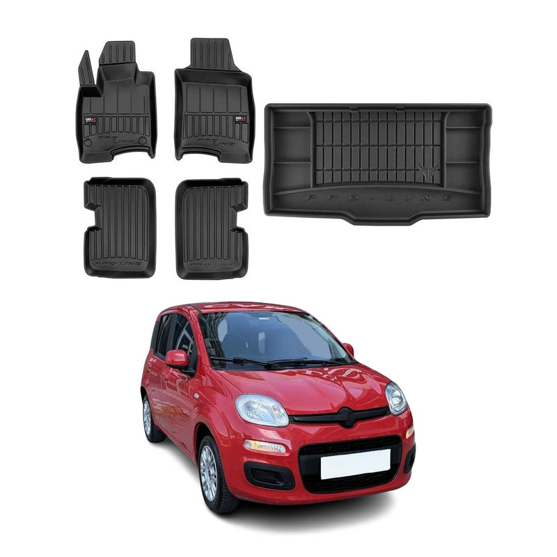 Kit Tapis de Sol et Coffre pour Fiat Panda 2011-2022 TPE Noir