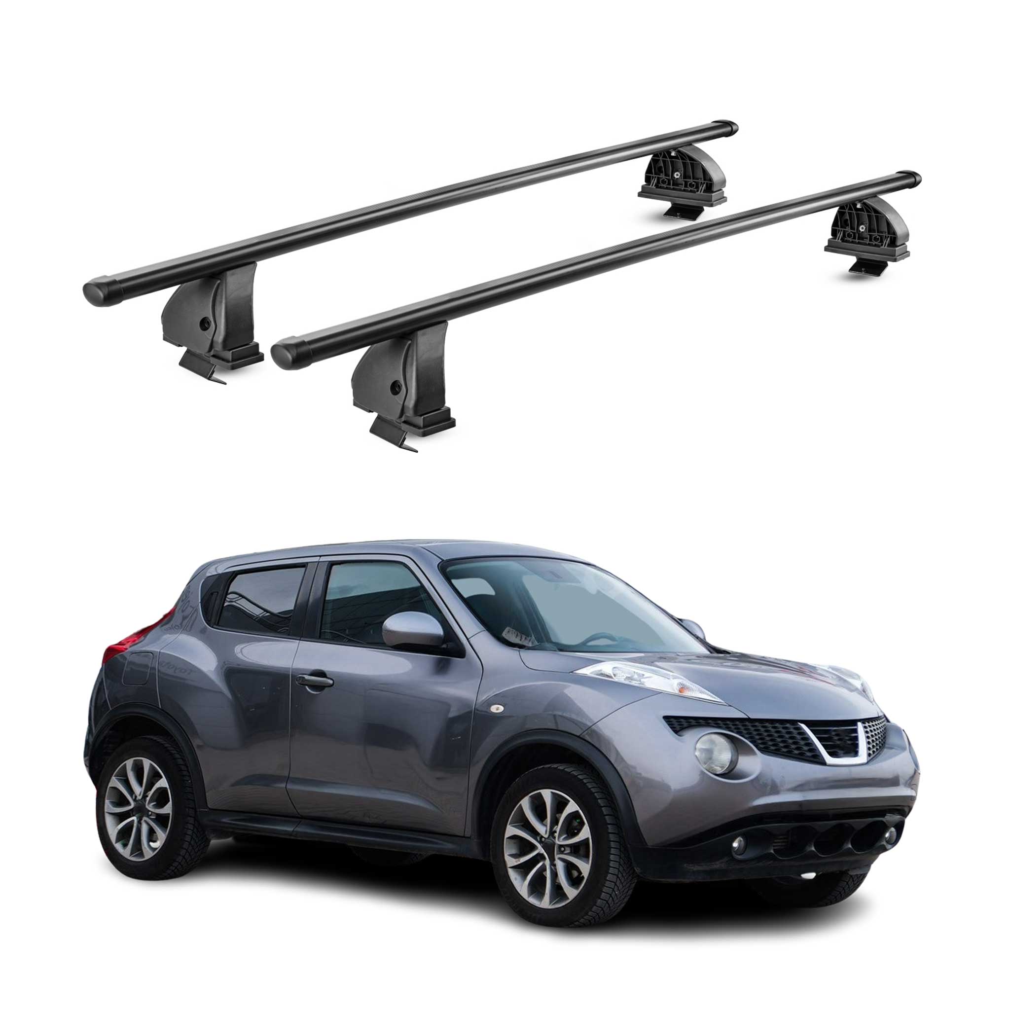 Barres de toit transversales acier pour Nissan Juke I 2010-2019 TÜV Noir 2Pcs