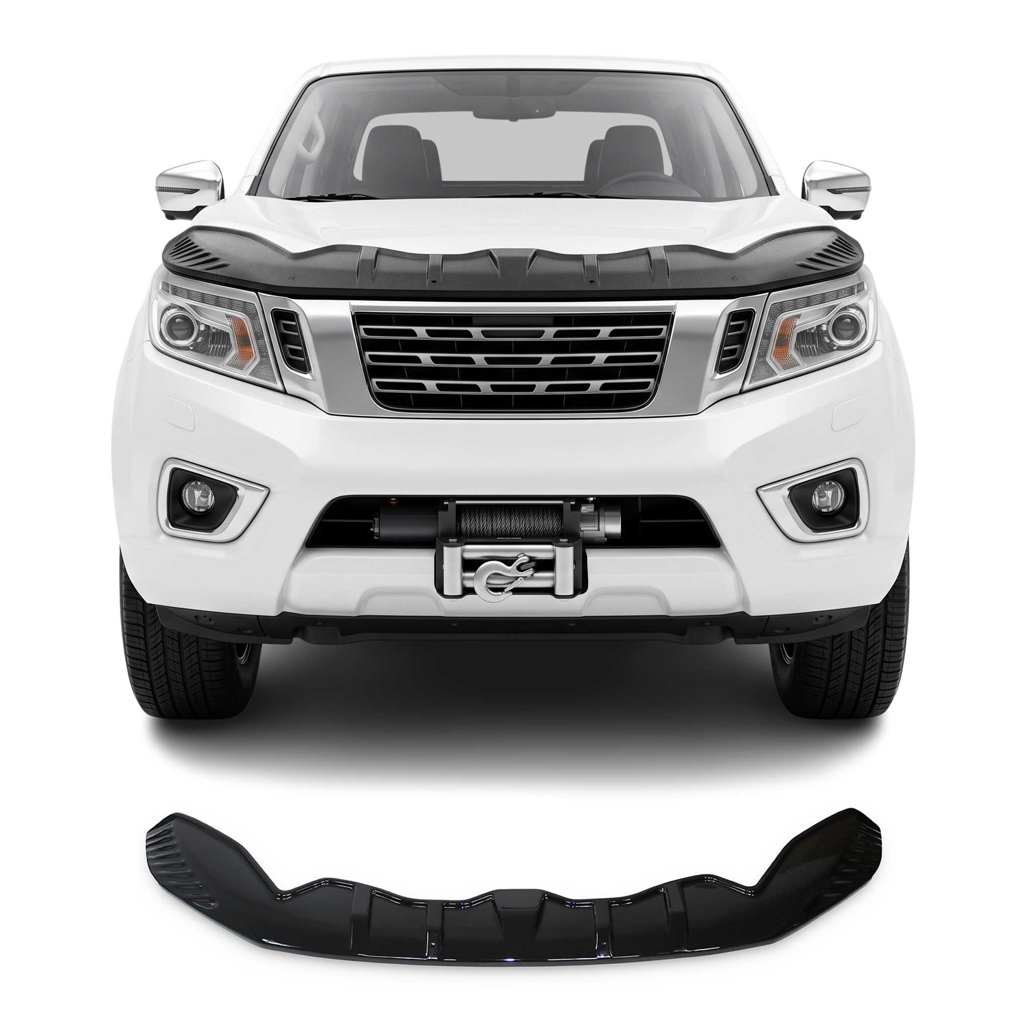 Deflecteurs d'air capot de voiture pour Nissan Navara 2015-2020 PK D23 noir ABS