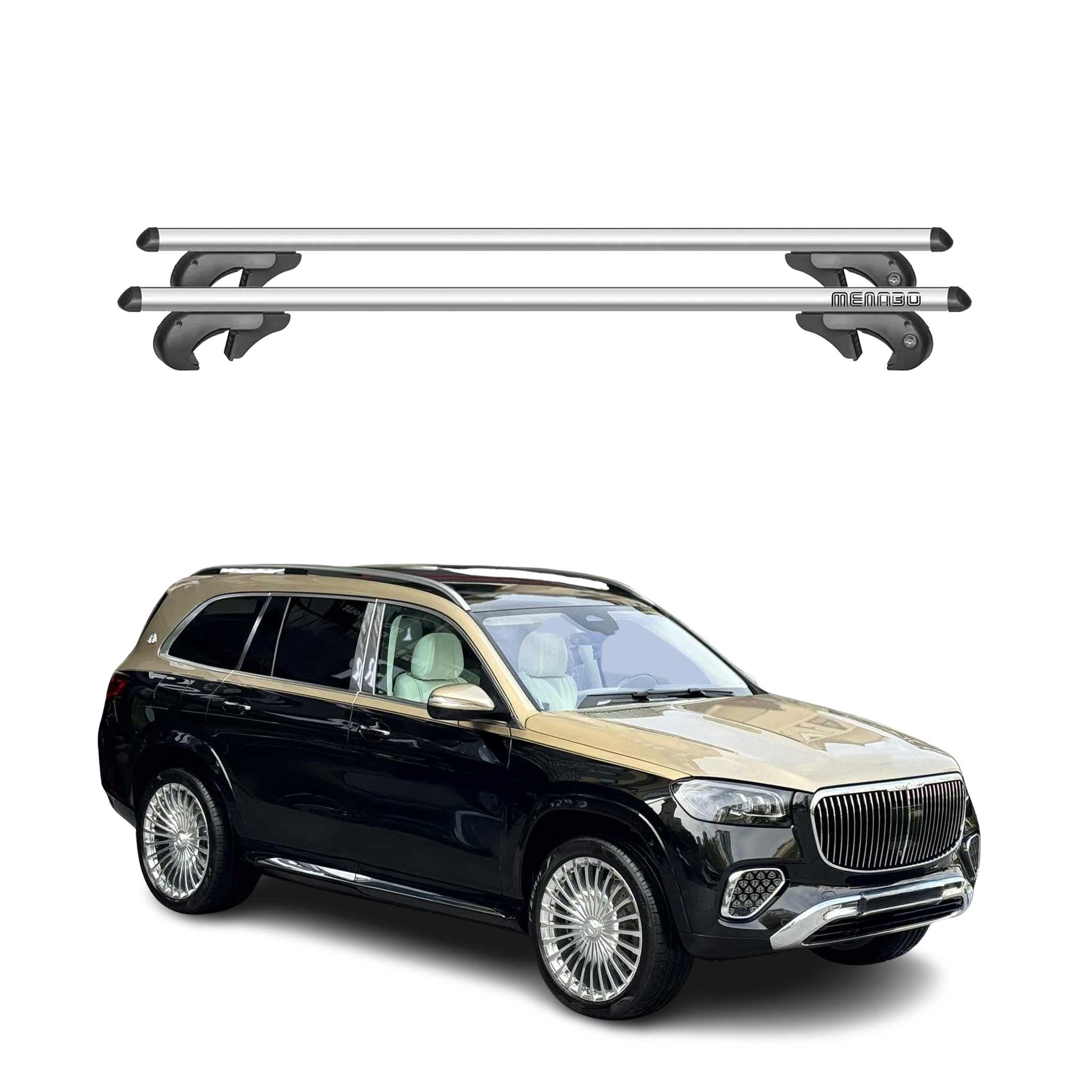 Barres de toit transversales pour Mercedes GLS 2020-2026 90kg Alu Gris 2x
