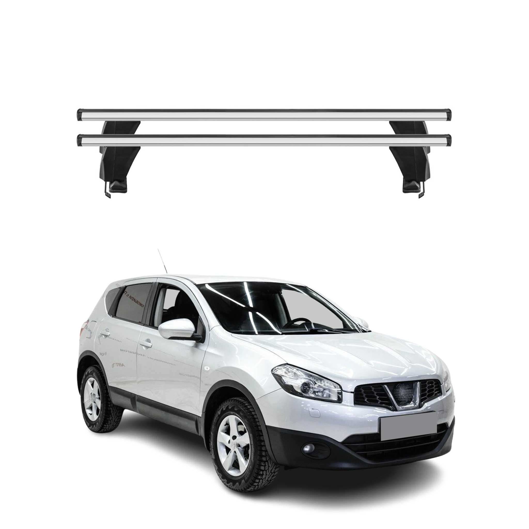 Menabo Barres de toit Transversales pour Nissan Qashqai J10 2006-2014 Alu Gris