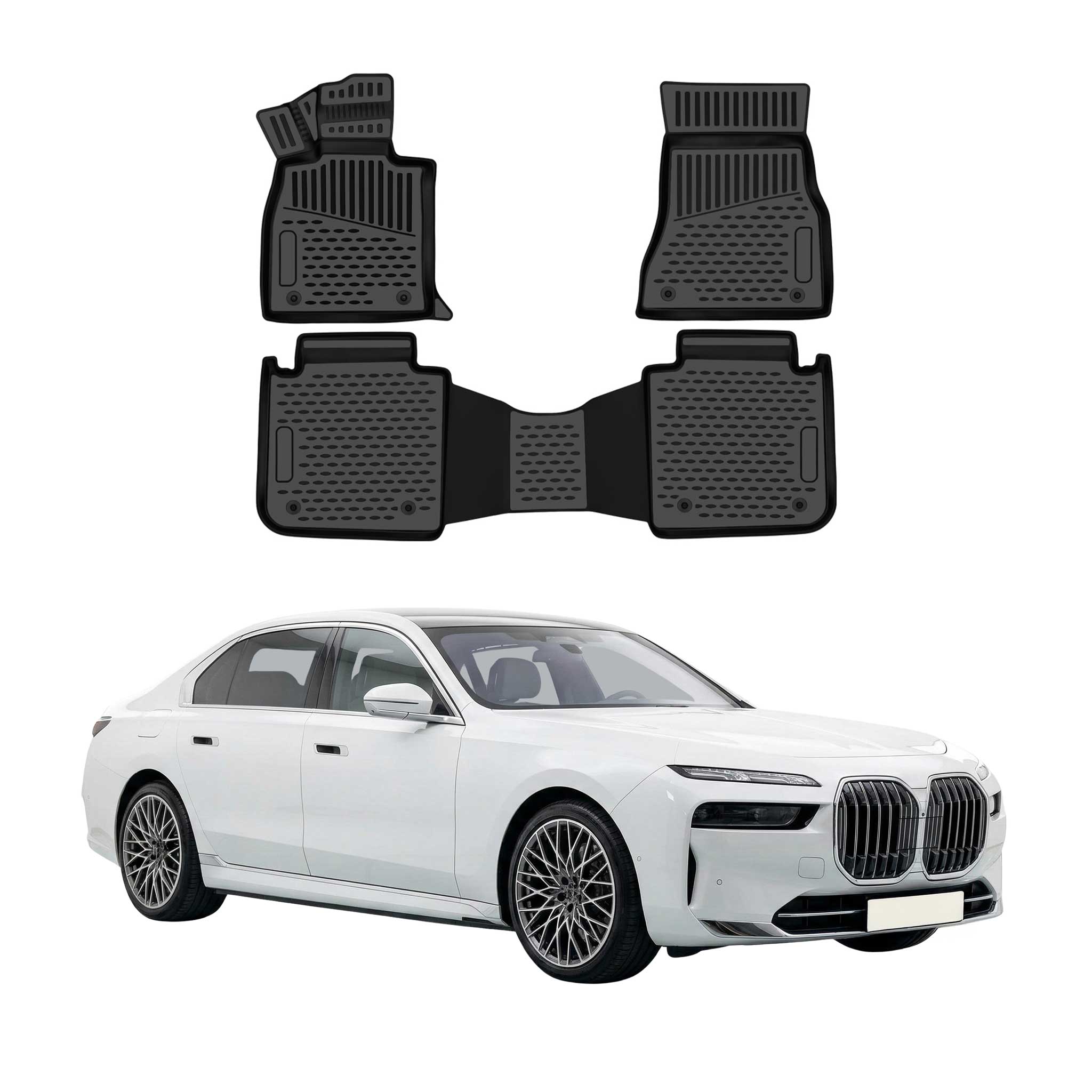 OMAC Tapis de sol pour BMW Serie 7 G70 2023-2026 en caoutchouc TPE Noir 3Pcs