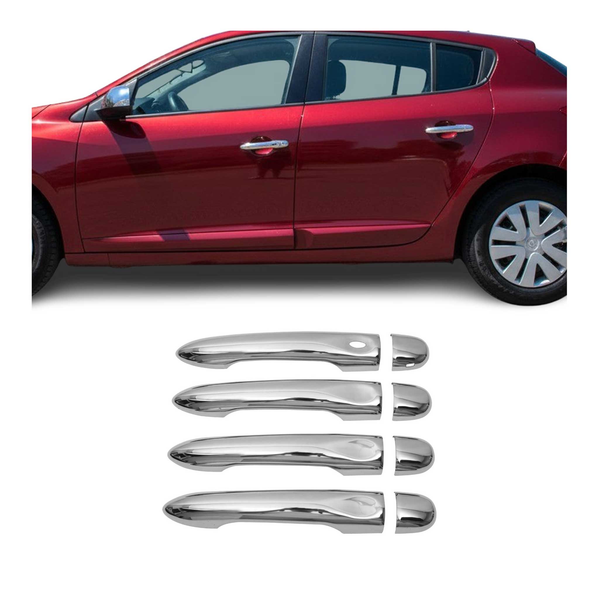 Couverture de poignée de porte pour Renault Megane 2009-2016 HB Break Acier 4x