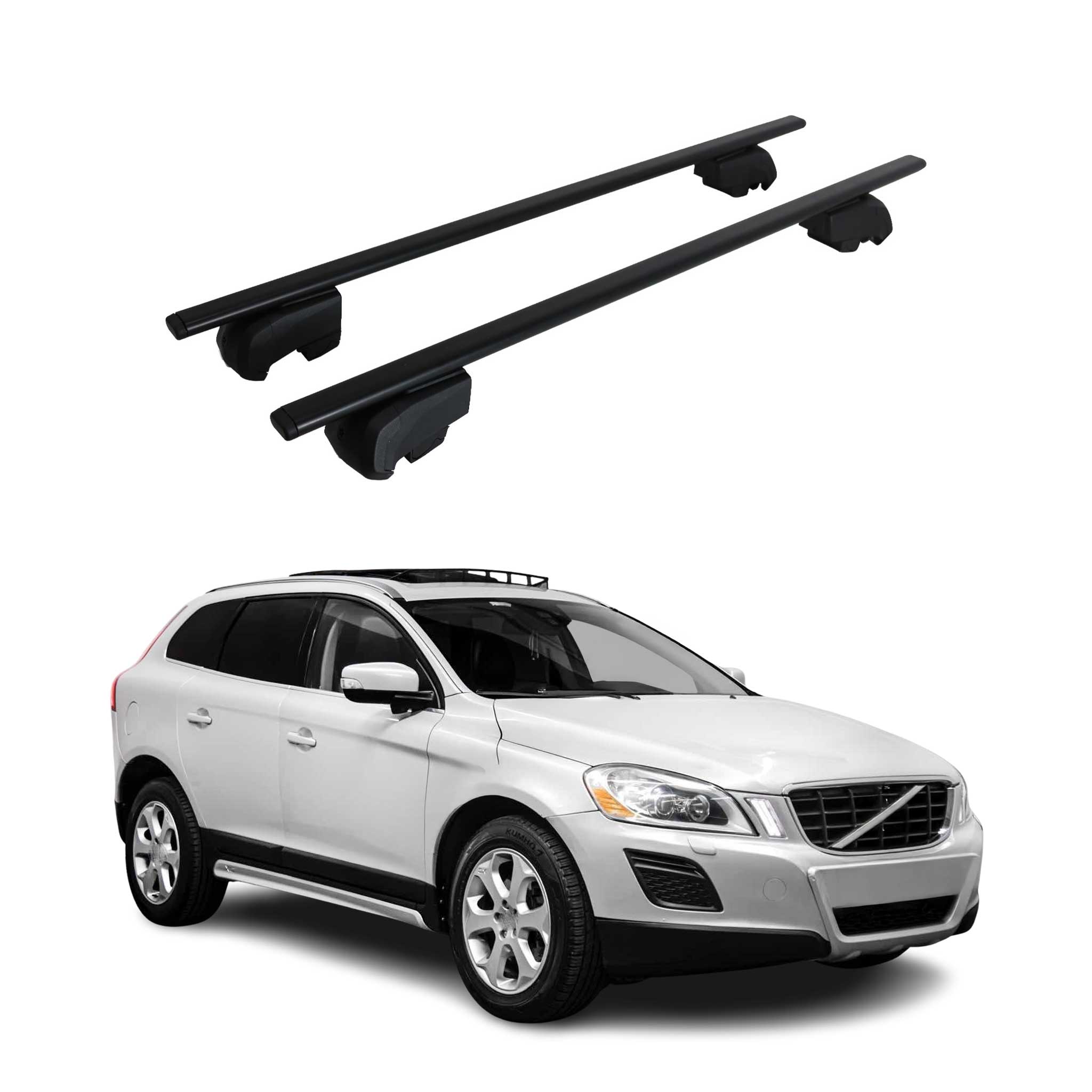 Barres de toit Transversales pour Volvo XC60 2009-2017 Fer Noir ABE