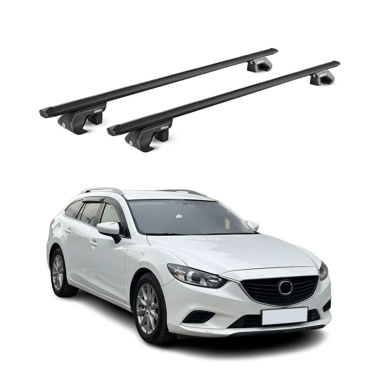 Barres de toit transversales ABE pour Mazda 6 SW GJ-GL 2013-2025 5 P Alu Noir 2x