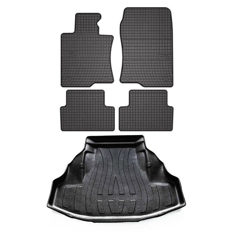 Kit Tapis de sol et coffre pour Honda Accord 2008-2015 TPE Noir