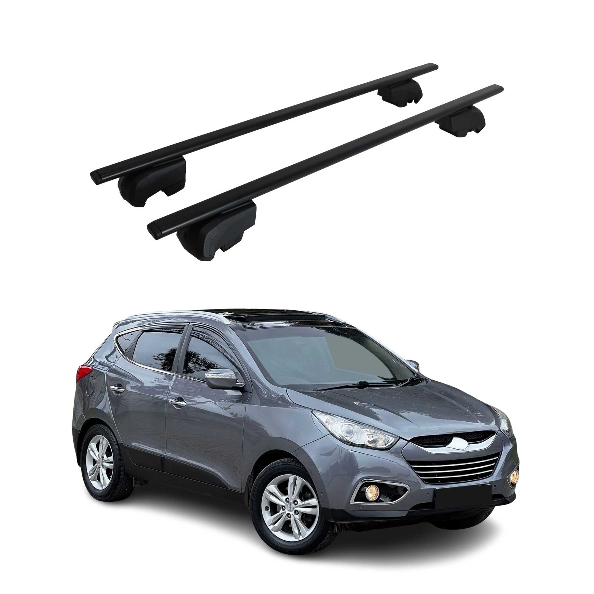 Barres de toit Transversales pour Hyundai IX35 2010-2015 Fer Noir 2Pcs ABE